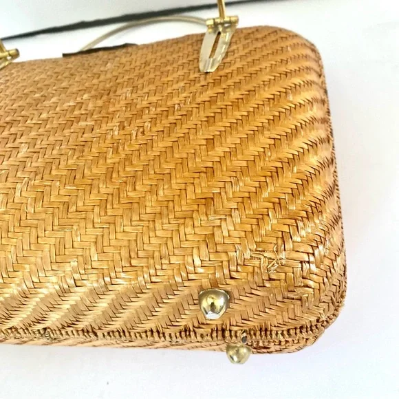 -sold-Vintage Straw Woven Wicker Basket Bag - Picture 11 of 12